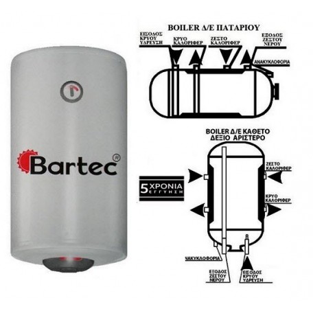 ΜΠΟΙΛΕΡ διπλής ενέργειας BARTEC SUPER GLASS (TITANIOY) 80lt